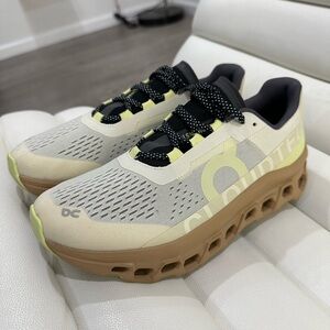 ON CloudMonster Running Shoes - Gray and Tan